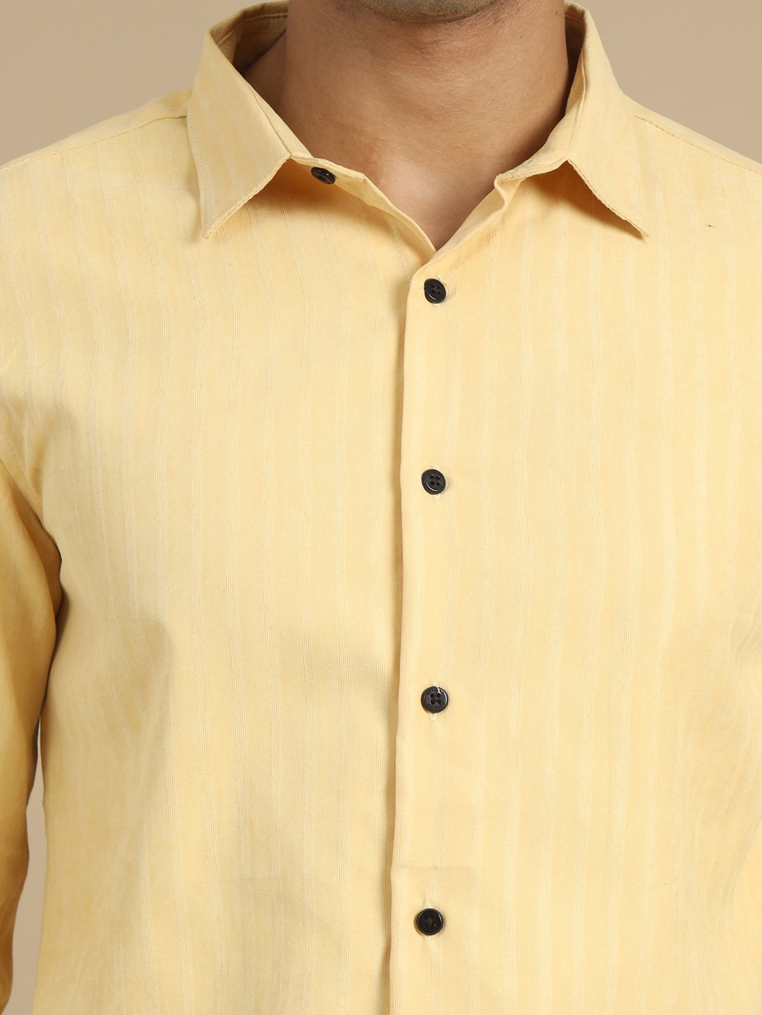 Spanish Yellow Solid Harring Bone Shirt Solid Shirt Bushirt