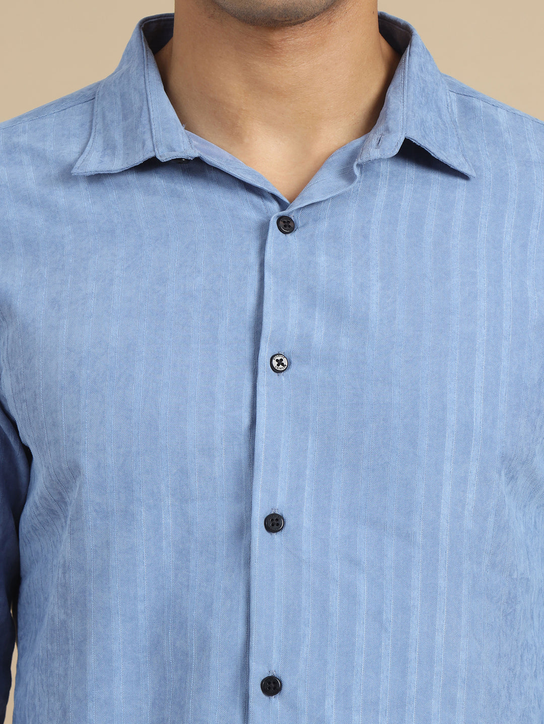 Spruce Blue Solid Harring Bone Shirt Solid Shirt Bushirt