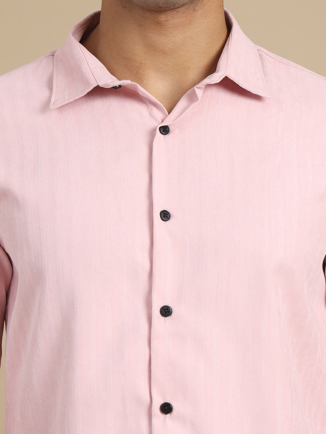Pastel Pink Solid Harring Bone Shirt Solid Shirt Bushirt