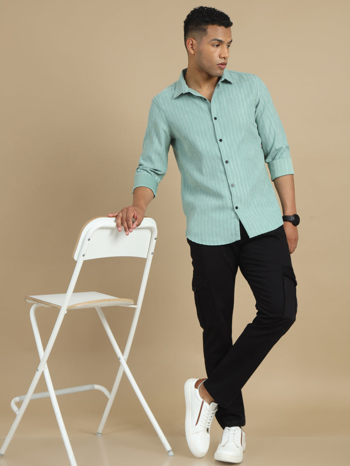 Laurel Green Solid Harring Bone Shirt Solid Shirt Bushirt