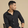 Jet Black Solid Full Sleeves Shirt Solid Shirt Bushirt