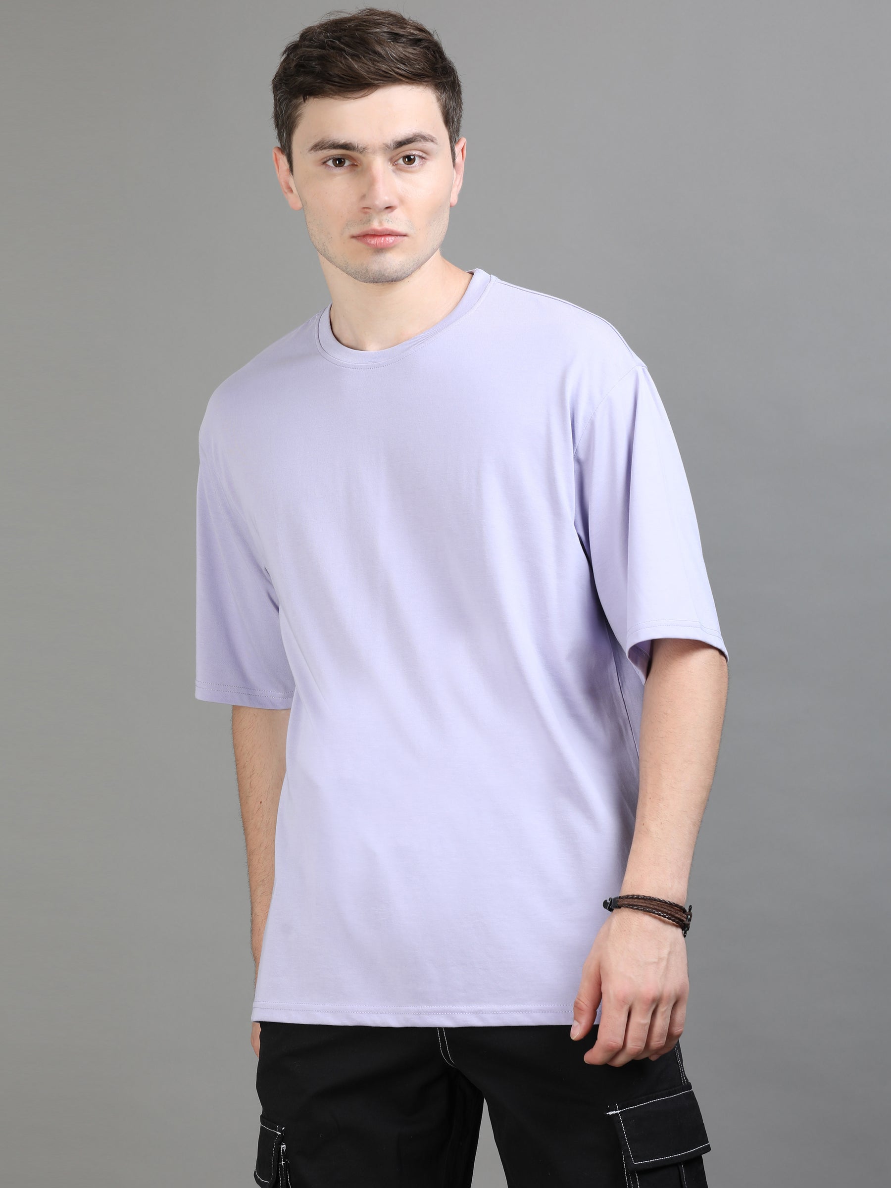 Lilac Oversize Solid T-Shirt Oversize T-Shirt Bushirt
