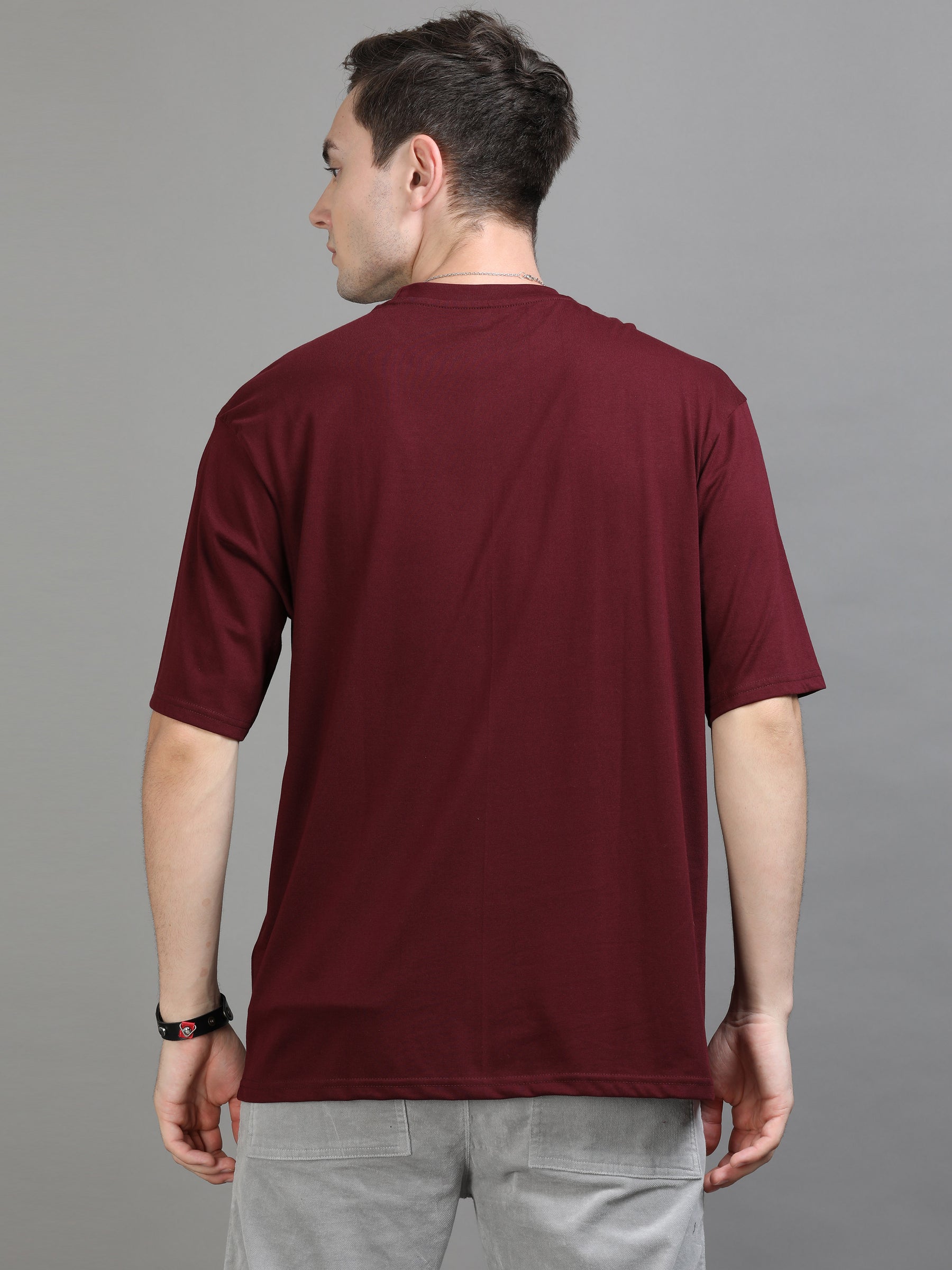 Maroon Oversize Solid T-Shirt Oversize T-Shirt Bushirt