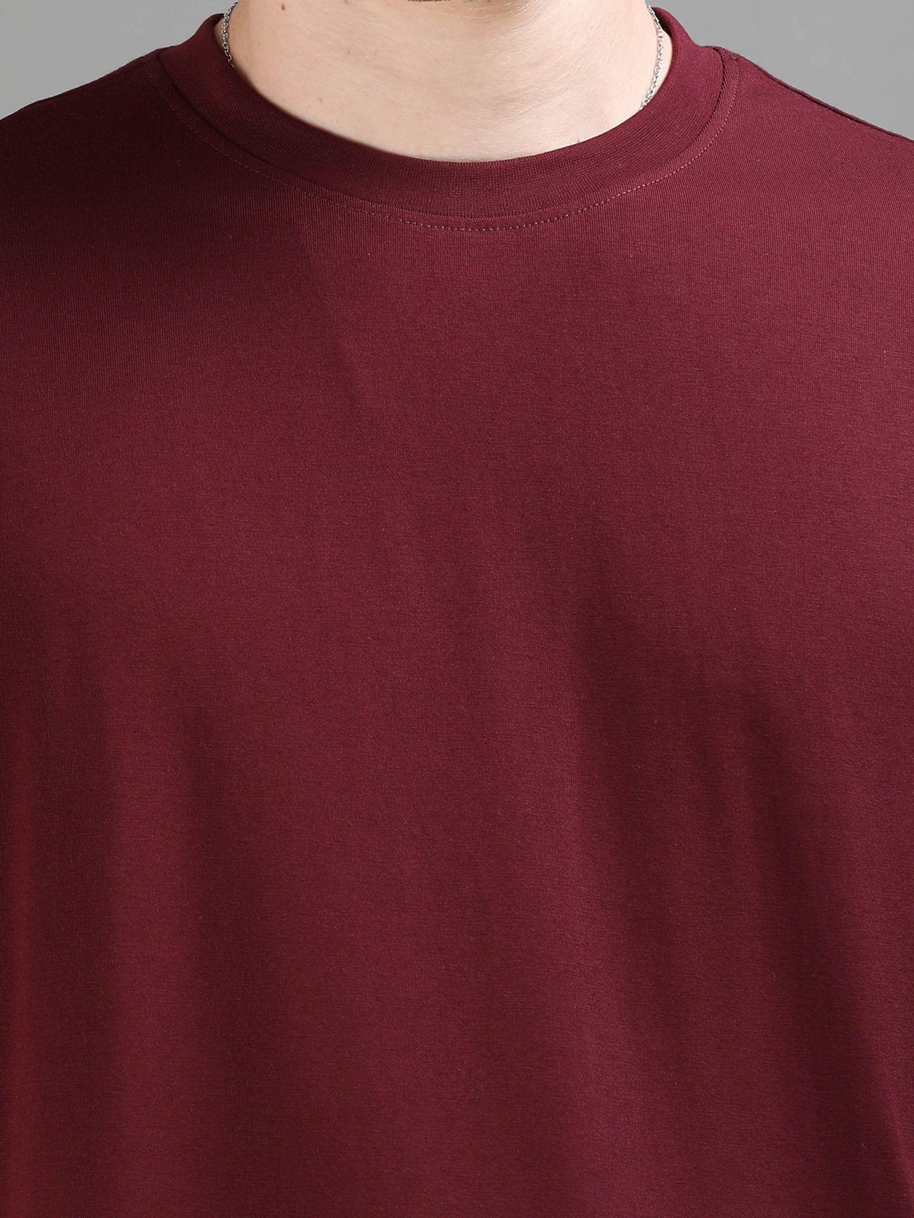 Maroon Oversize Solid T-Shirt Oversize T-Shirt Bushirt