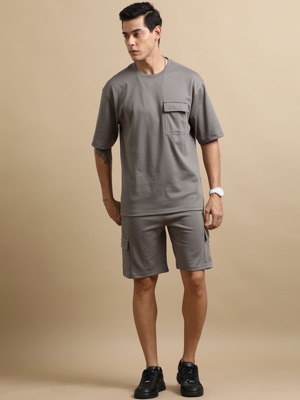 Utility Oversize Warm Grey Co-Ords Set Oversize Co-ords Bushirt
