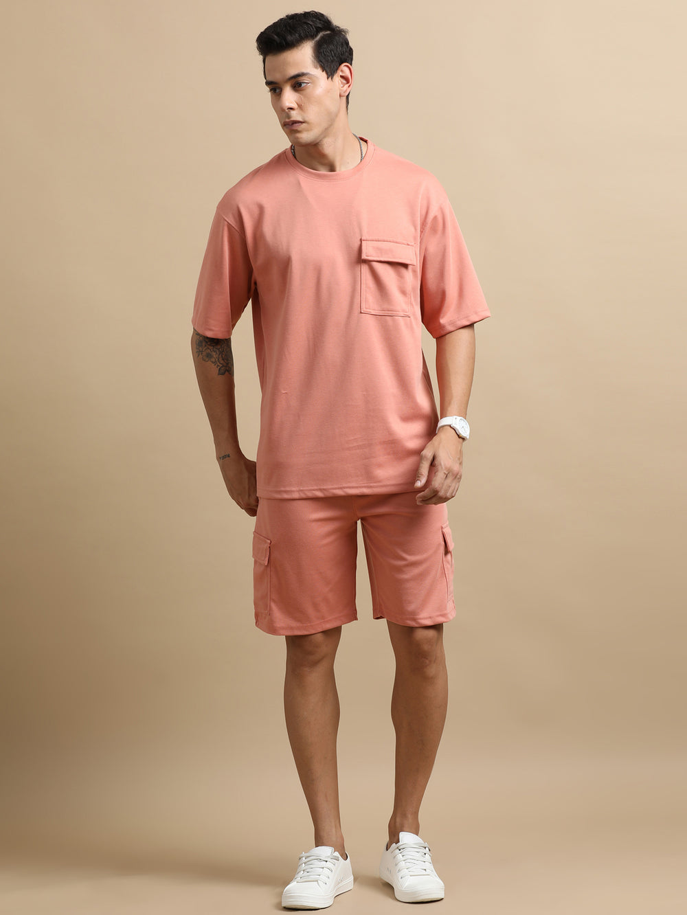 Utility Oversize Buff Orange Co-Ords Set Oversize Co-ords Bushirt