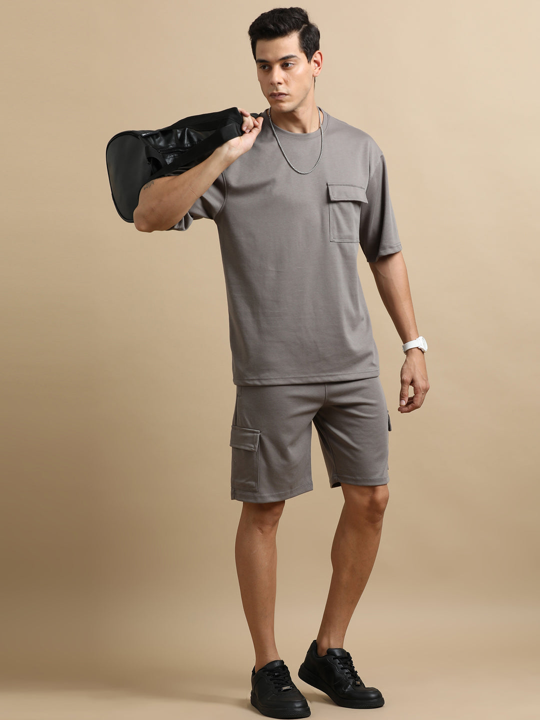 Utility Oversize Warm Grey Co-Ords Set Oversize Co-ords Bushirt
