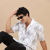 Circling Star White Embroidery Shirt Oversize Shirt Bushirt