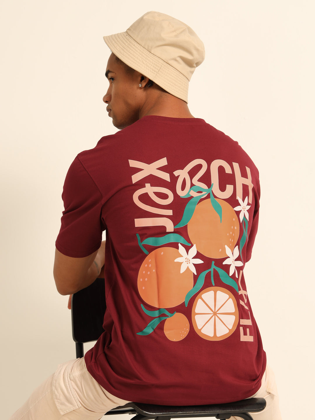 Maroon Oversize Printed T-Shirt Oversize T-Shirt Bushirt