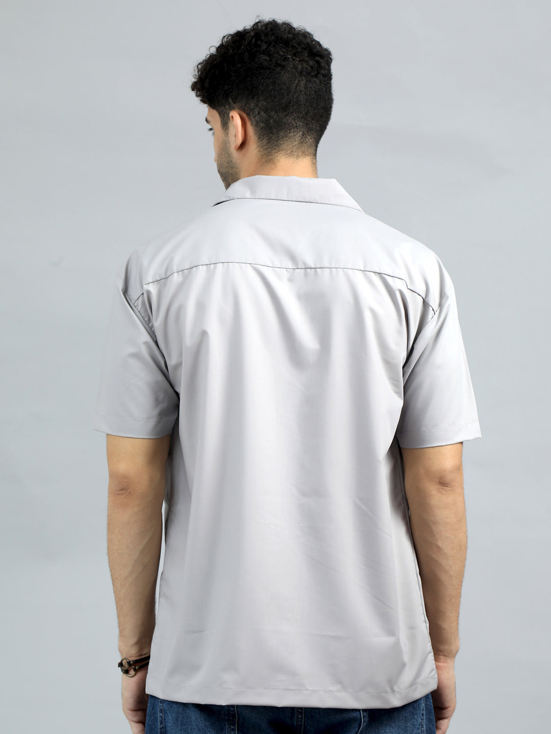 Grey Oversize Solid Shirt Oversize Shirt Bushirt