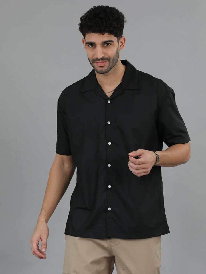 Black Oversize Solid Shirt Oversize Shirt Bushirt