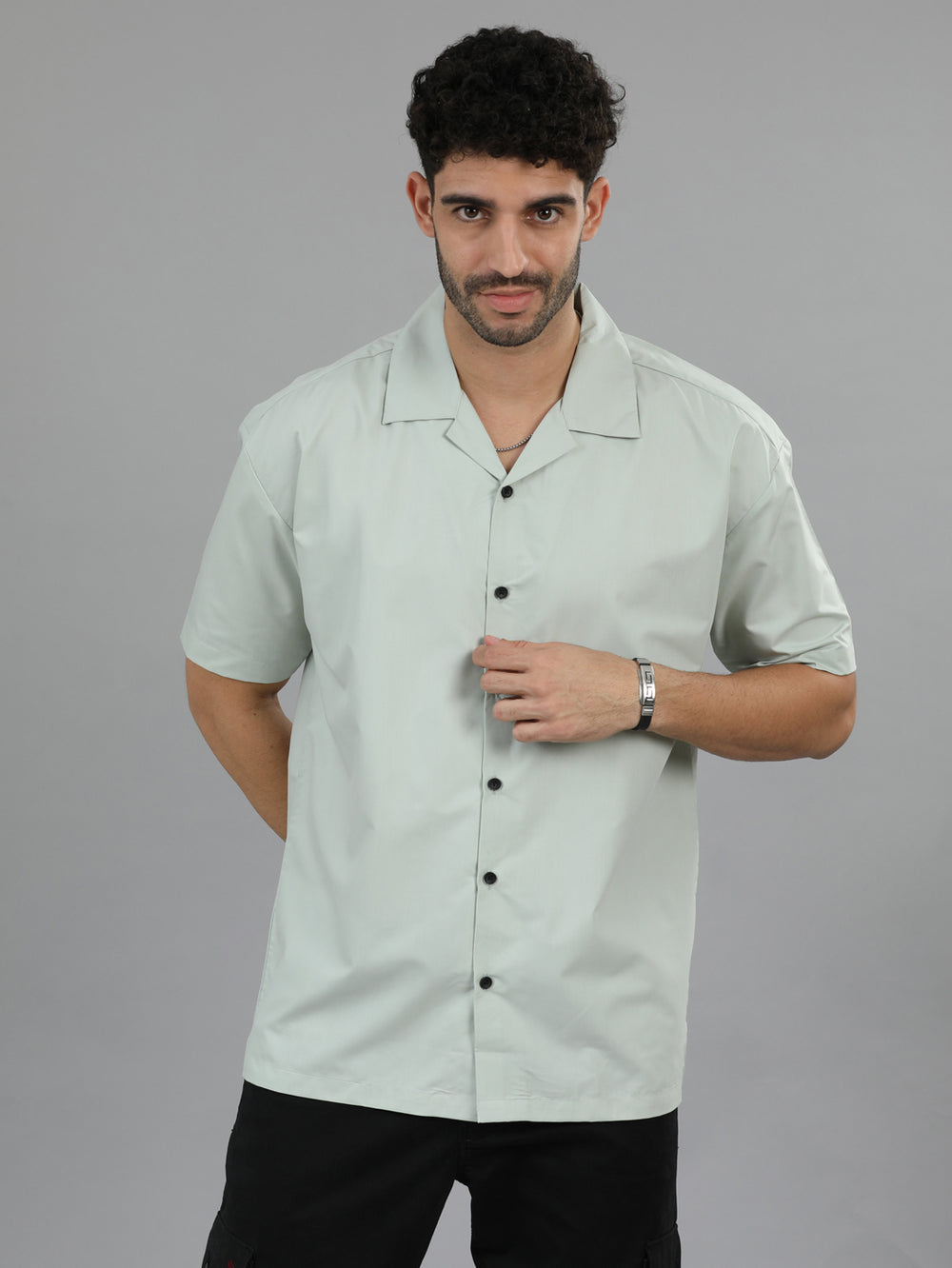 Soft Green Oversize Solid Shirt Oversize Shirt Bushirt