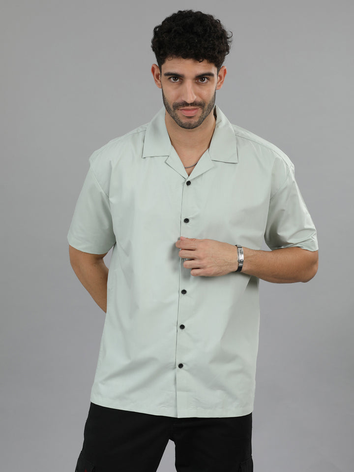 Soft Green Oversize Solid Shirt Oversize Shirt Bushirt