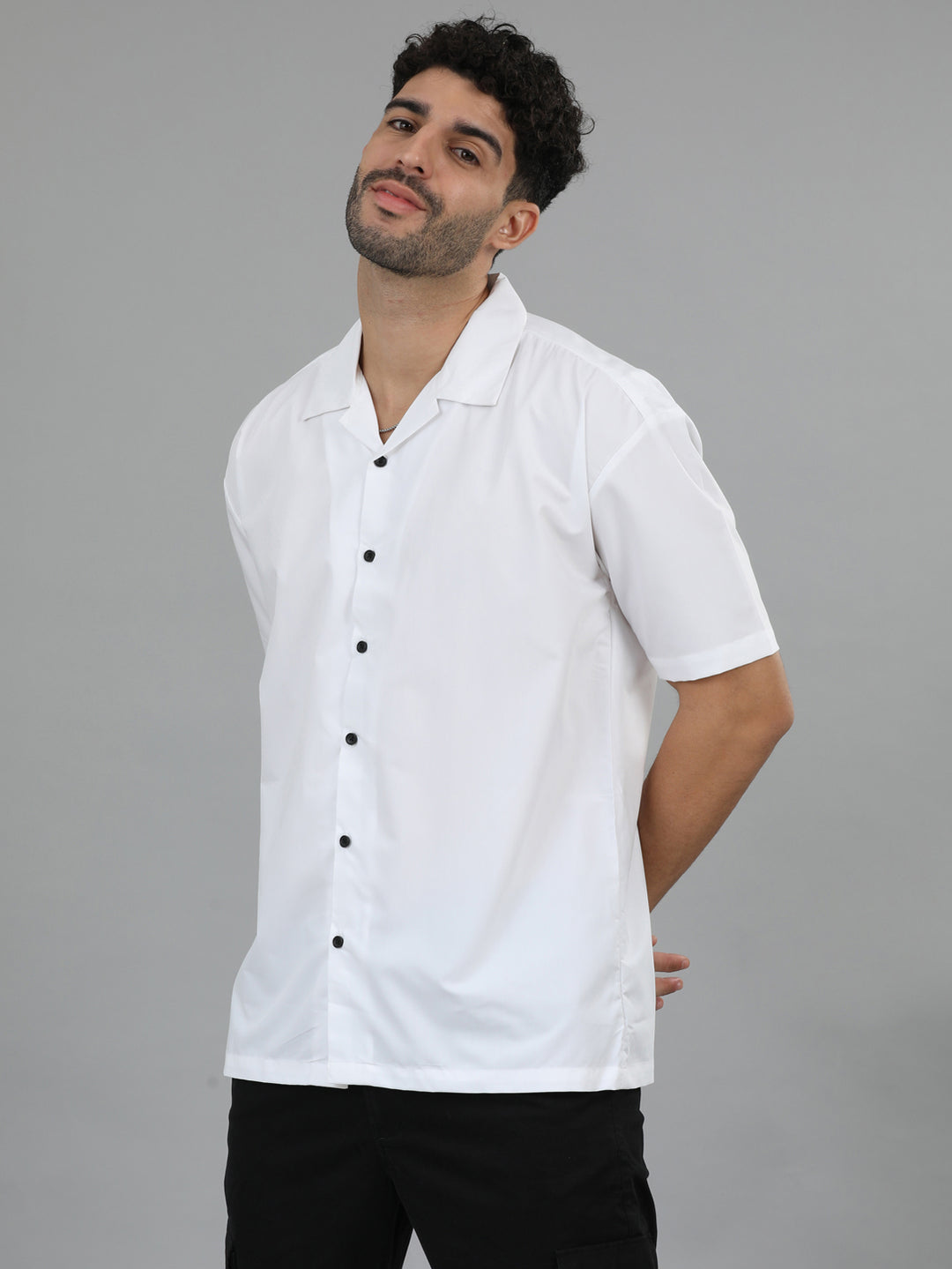 White Oversize Solid Shirt Oversize Shirt Bushirt