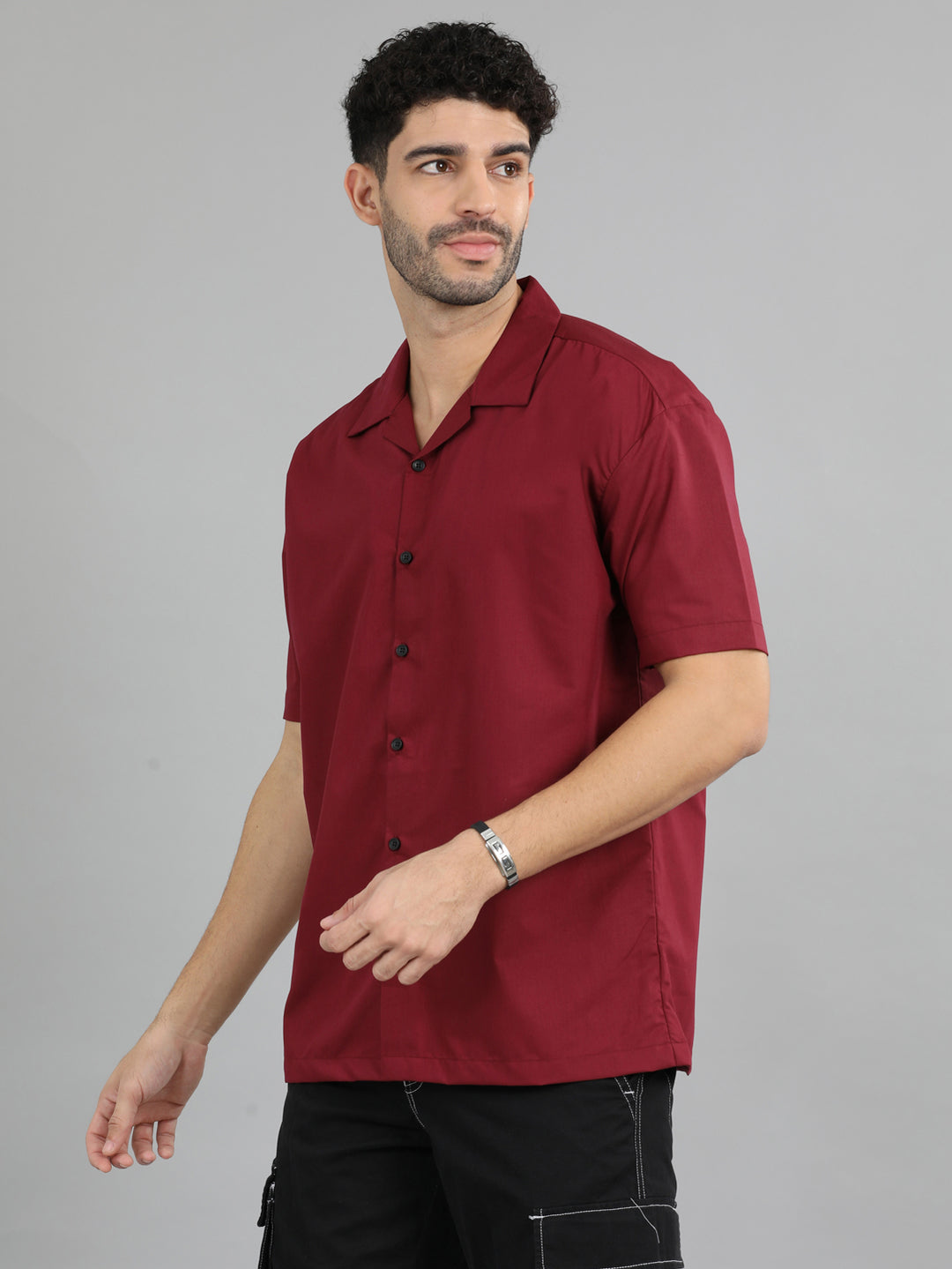 Maroon Oversize Solid Shirt Oversize Shirt Bushirt