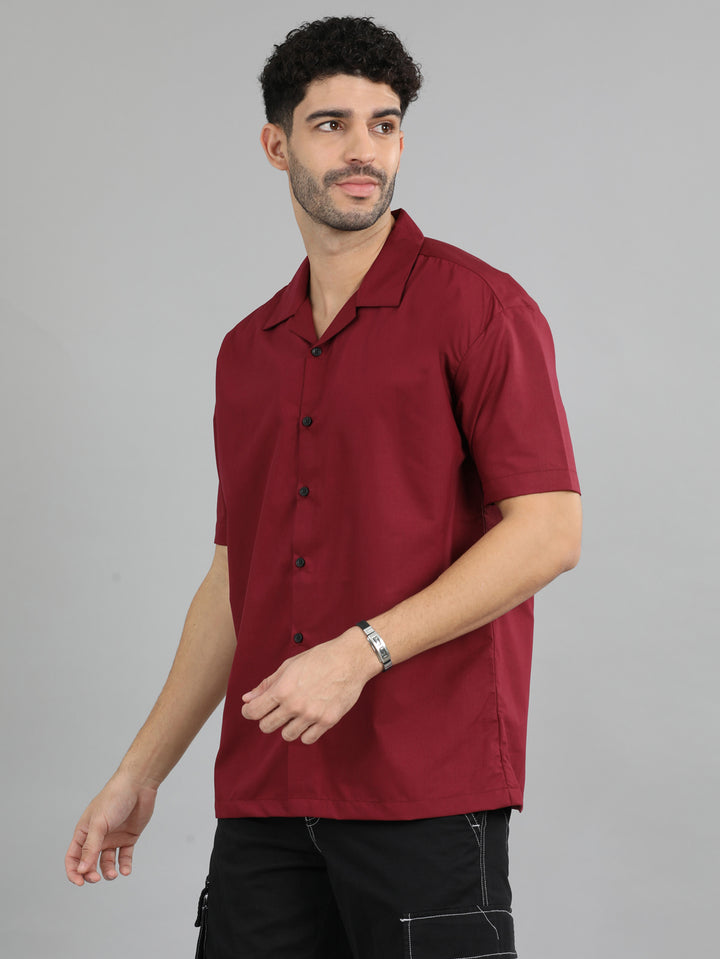 Maroon Oversize Solid Shirt Oversize Shirt Bushirt