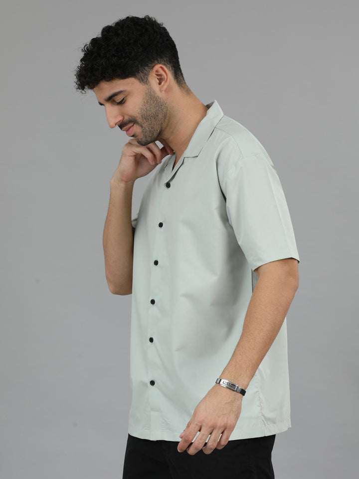 Soft Green Oversize Solid Shirt Oversize Shirt Bushirt