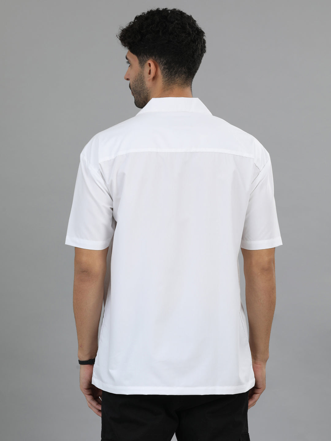 White Oversize Solid Shirt Oversize Shirt Bushirt