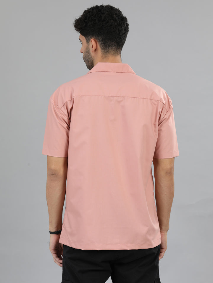 Peach Oversize Solid Shirt Oversize Shirt Bushirt