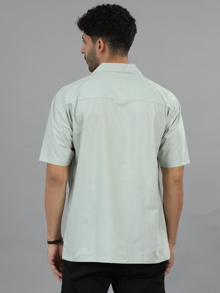 Soft Green Oversize Solid Shirt Oversize Shirt Bushirt