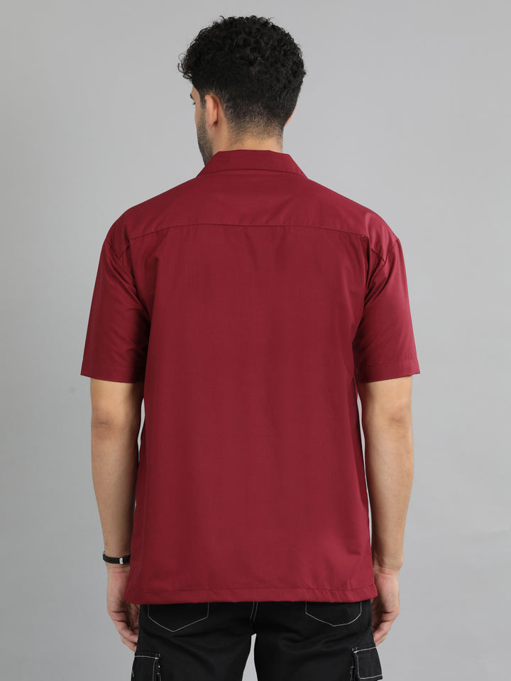 Maroon Oversize Solid Shirt Oversize Shirt Bushirt