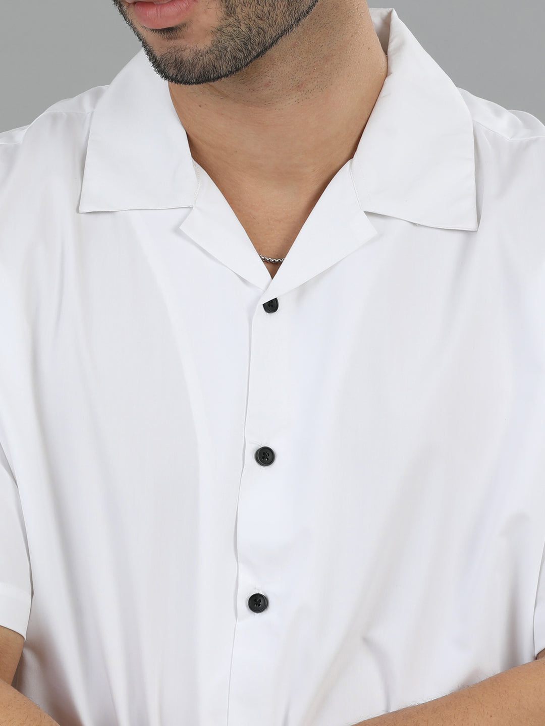 White Oversize Solid Shirt Oversize Shirt Bushirt