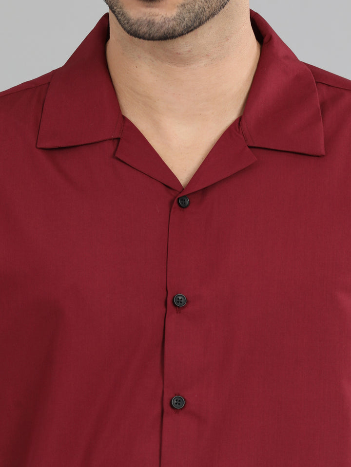 Maroon Oversize Solid Shirt Oversize Shirt Bushirt
