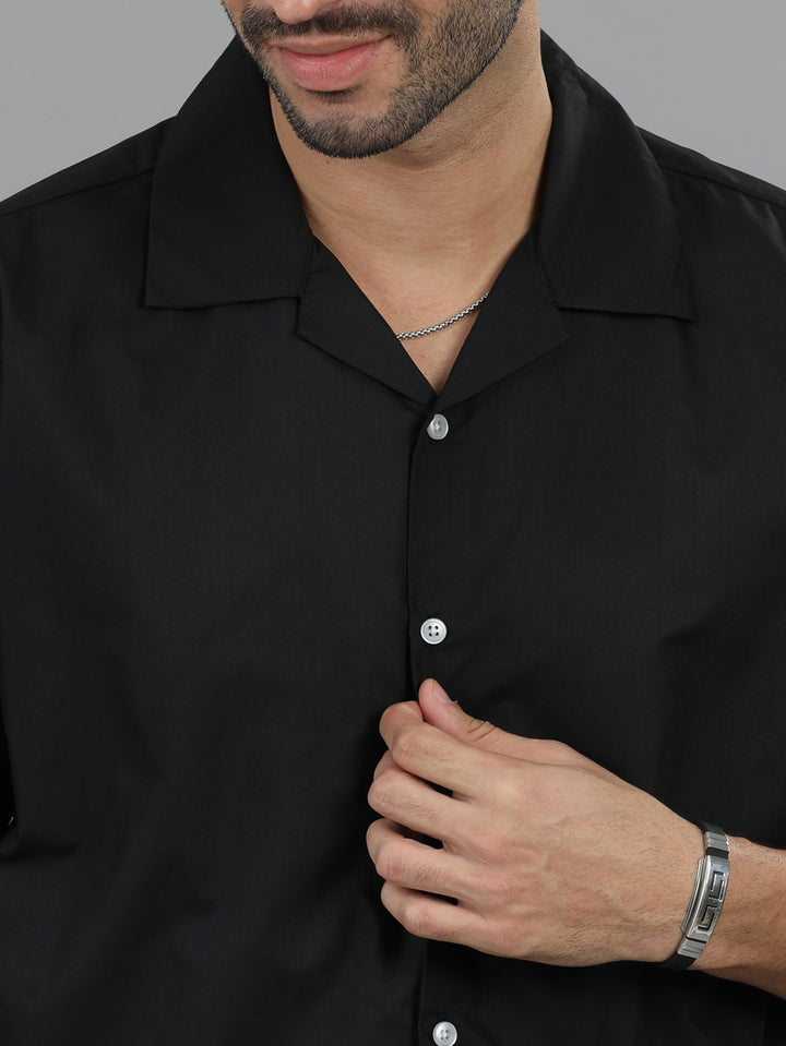 Black Oversize Solid Shirt Oversize Shirt Bushirt