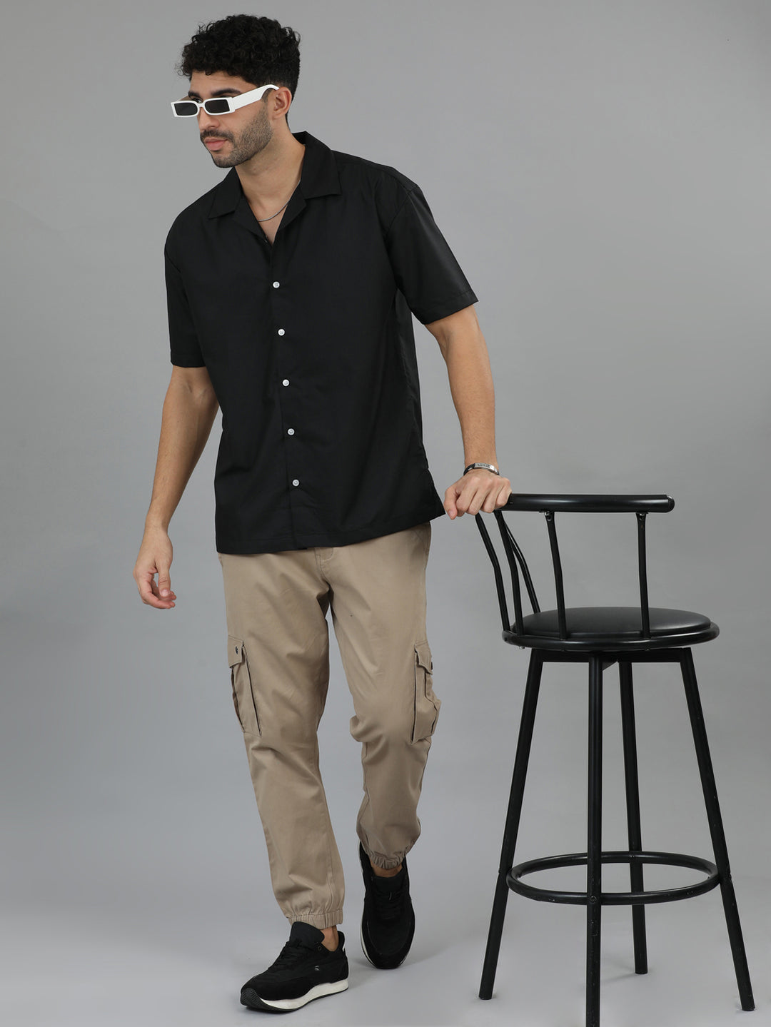 Black Oversize Solid Shirt Oversize Shirt Bushirt