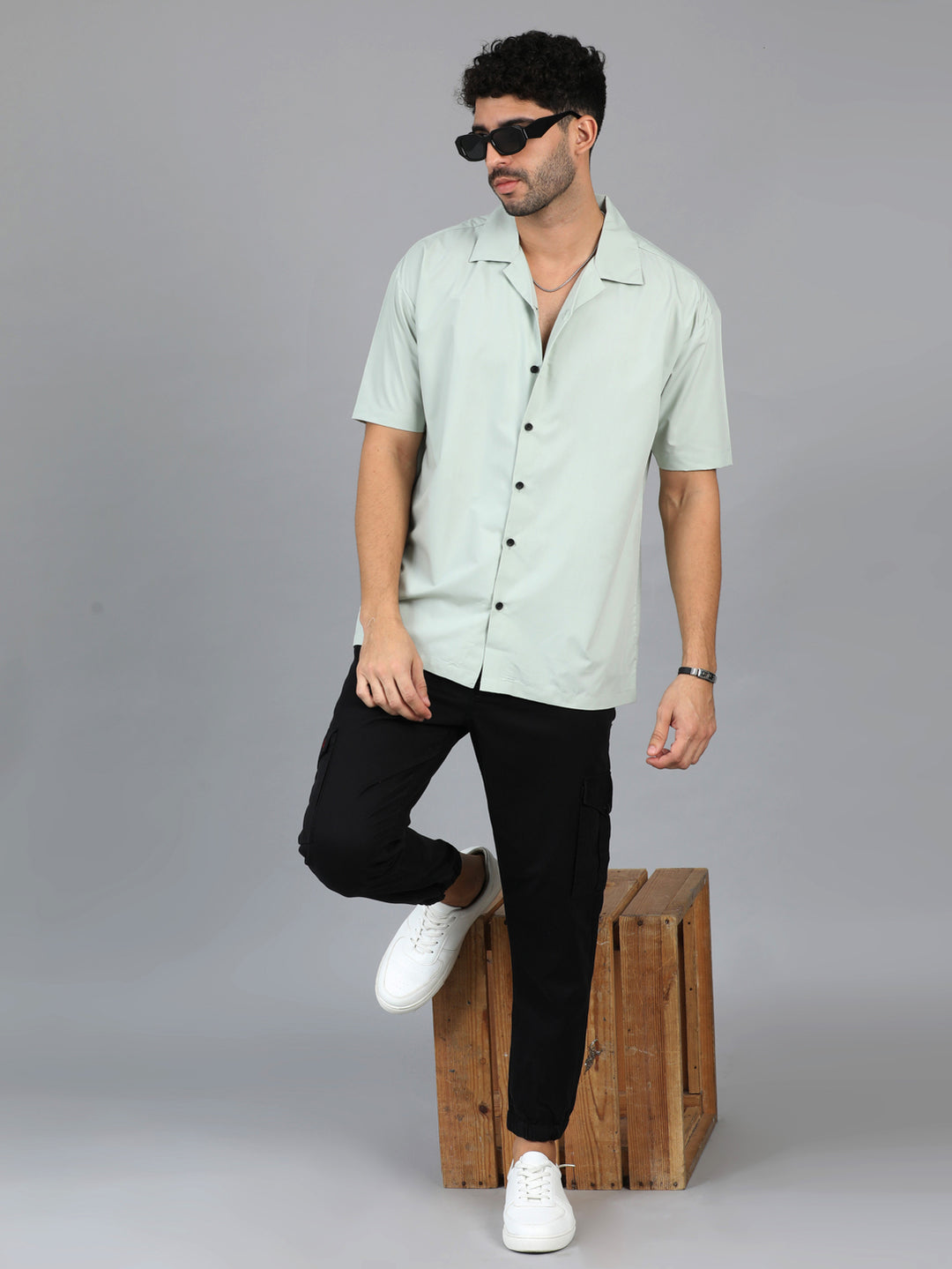 Soft Green Oversize Solid Shirt Oversize Shirt Bushirt