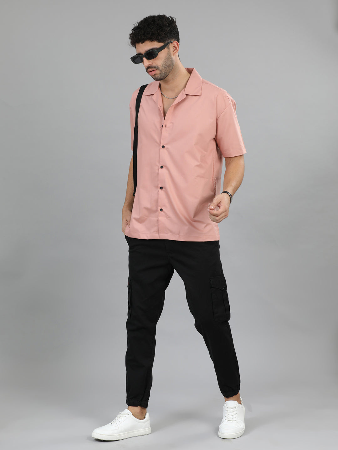 Peach Oversize Solid Shirt Oversize Shirt Bushirt