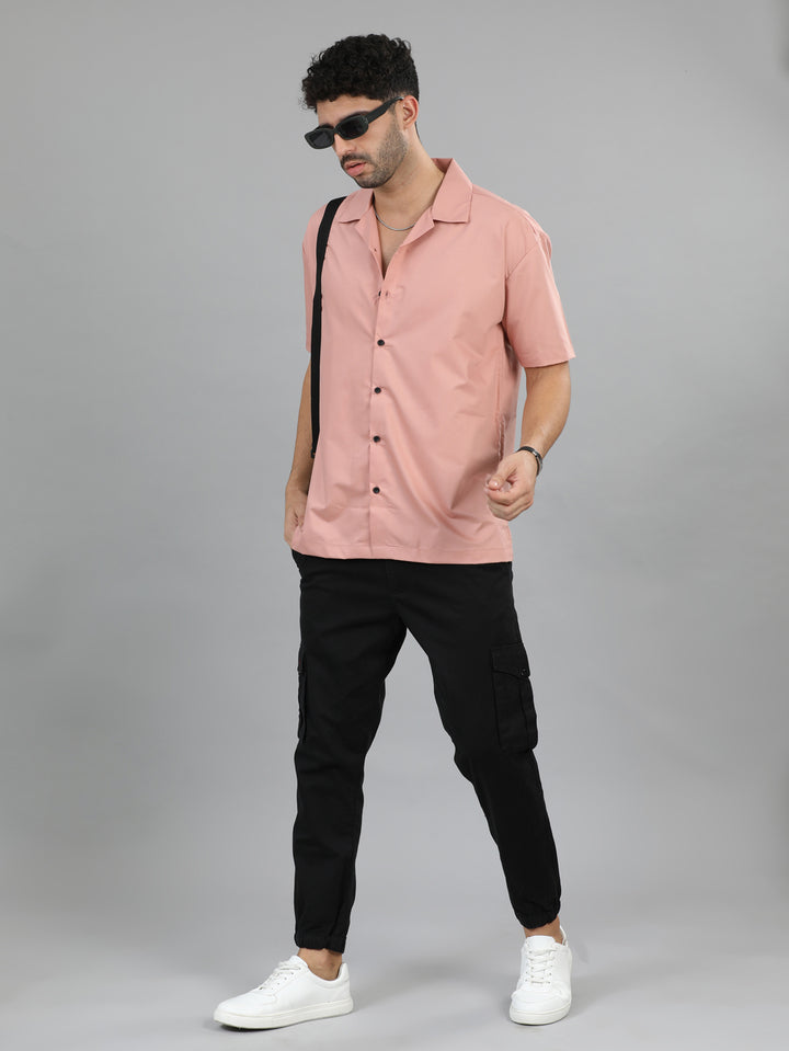 Peach Oversize Solid Shirt Oversize Shirt Bushirt