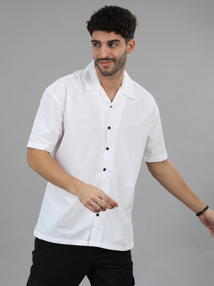 White Oversize Solid Shirt Oversize Shirt Bushirt