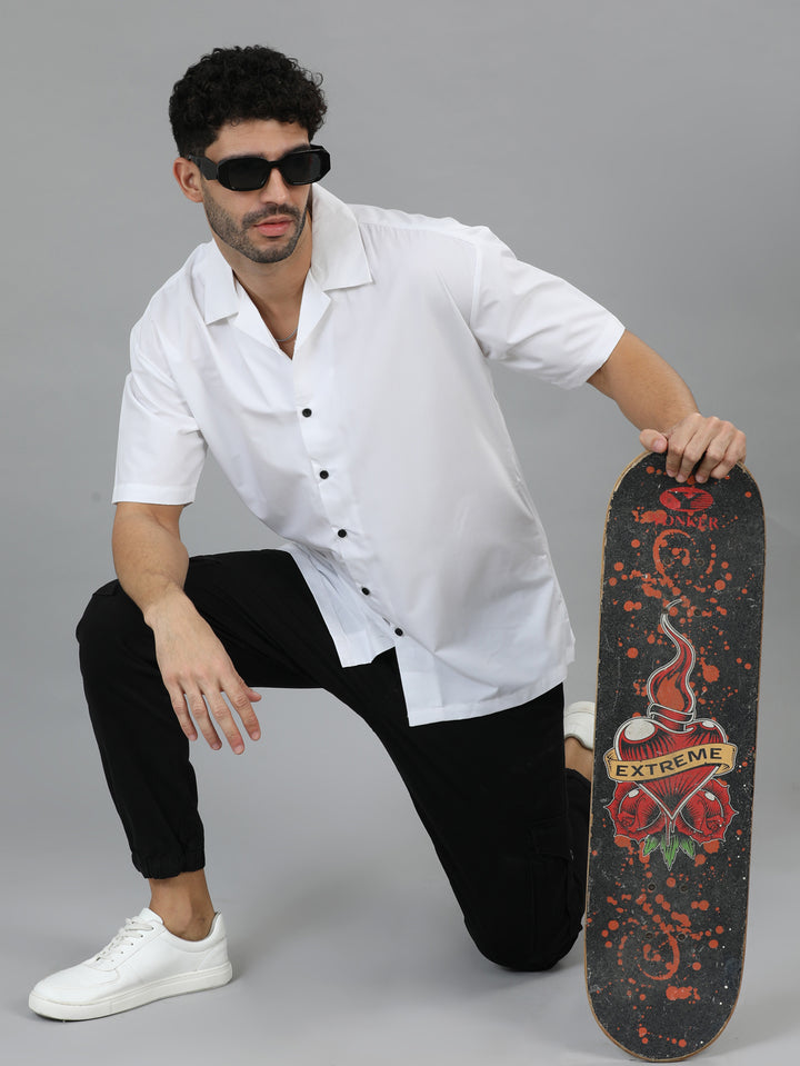 White Oversize Solid Shirt Oversize Shirt Bushirt