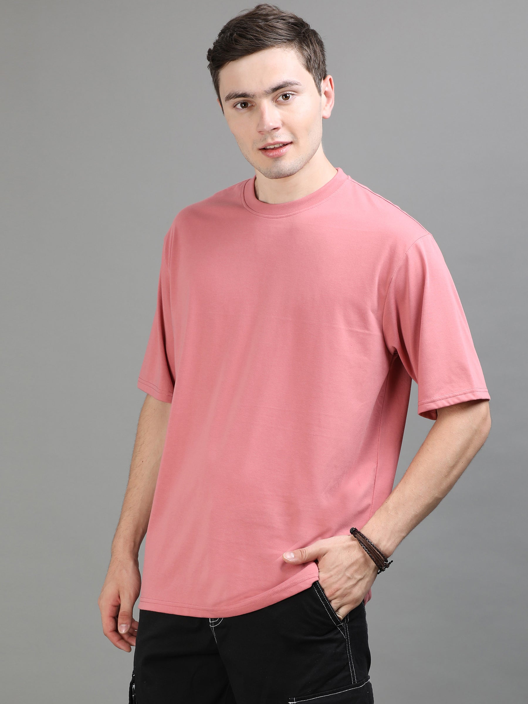 Peach Oversize Solid T-Shirt Oversize T-Shirt Bushirt