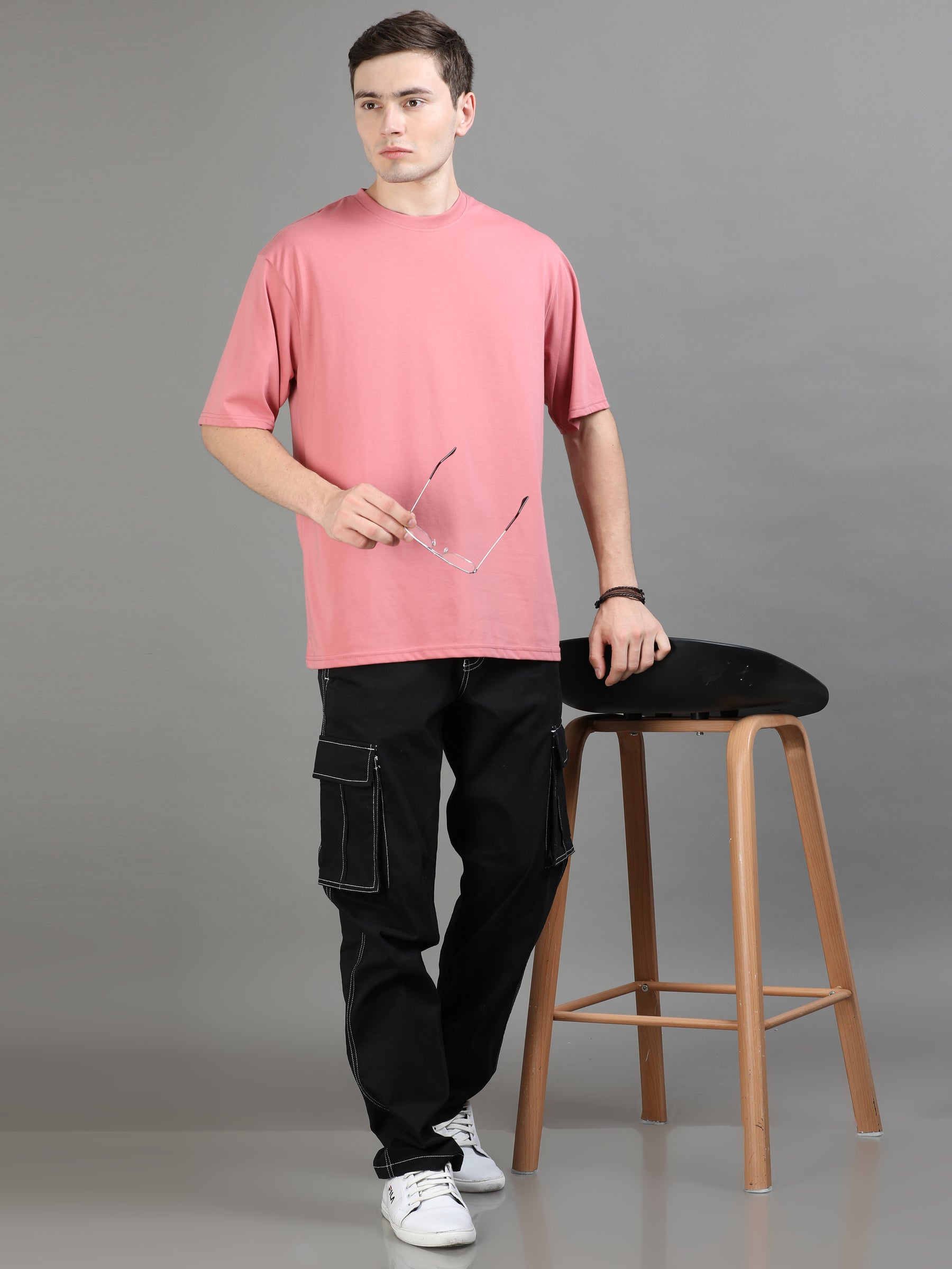 Peach Oversize Solid T-Shirt Oversize T-Shirt Bushirt