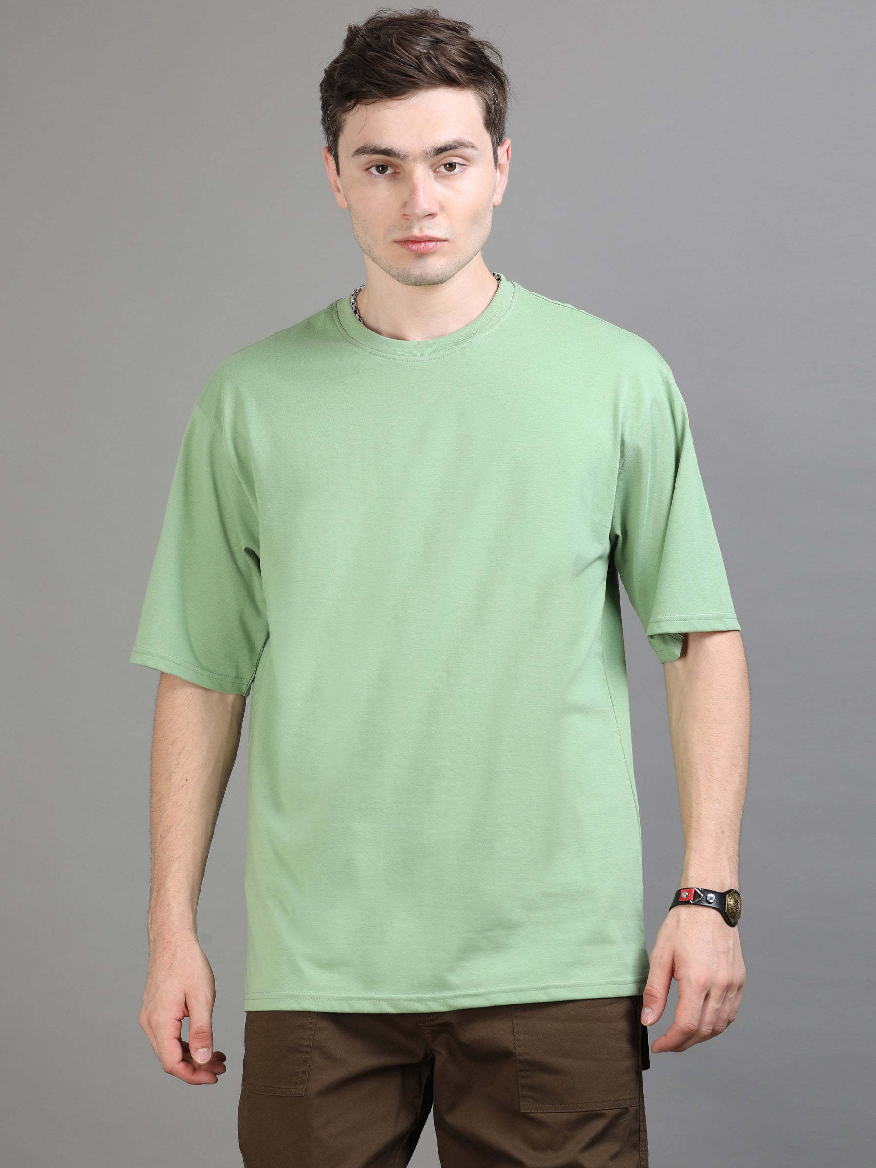 Pickle Green Oversize Solid T-Shirt Oversize T-Shirt Bushirt