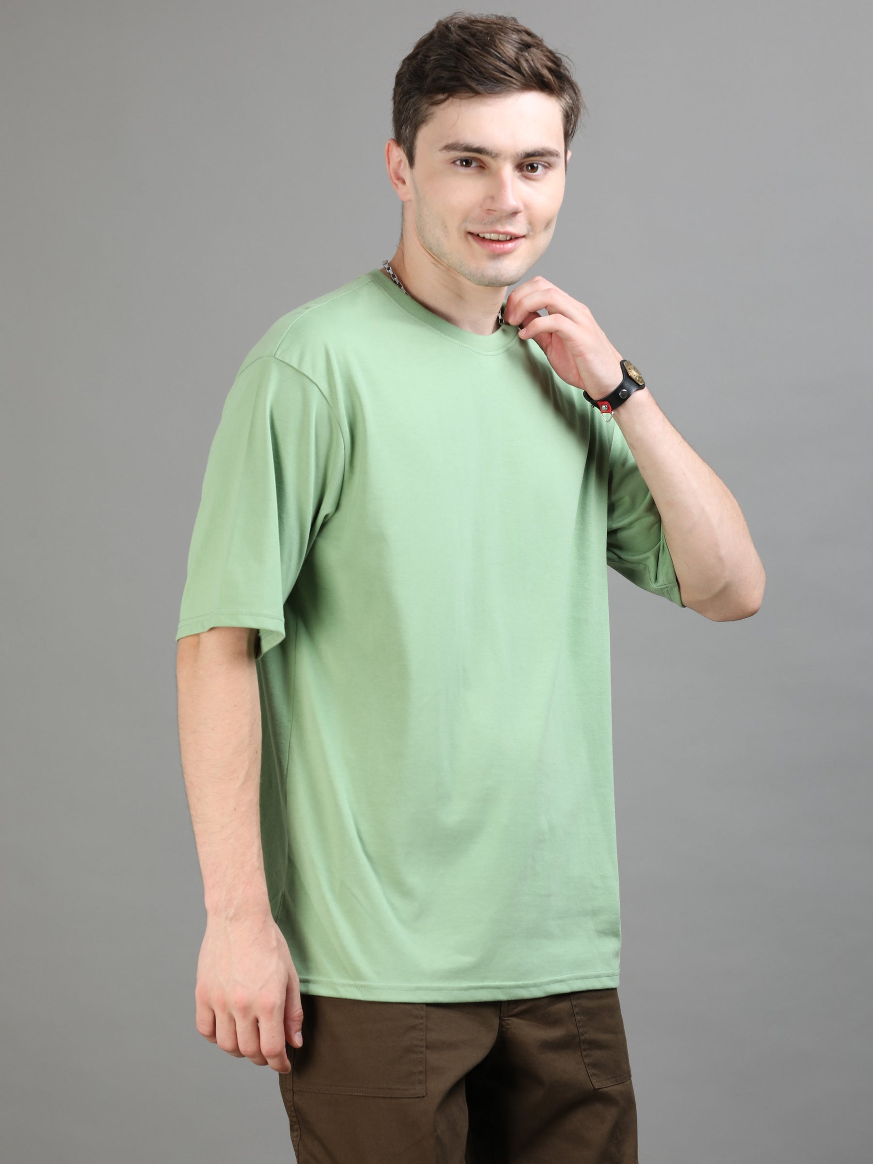 Pickle Green Oversize Solid T-Shirt Oversize T-Shirt Bushirt