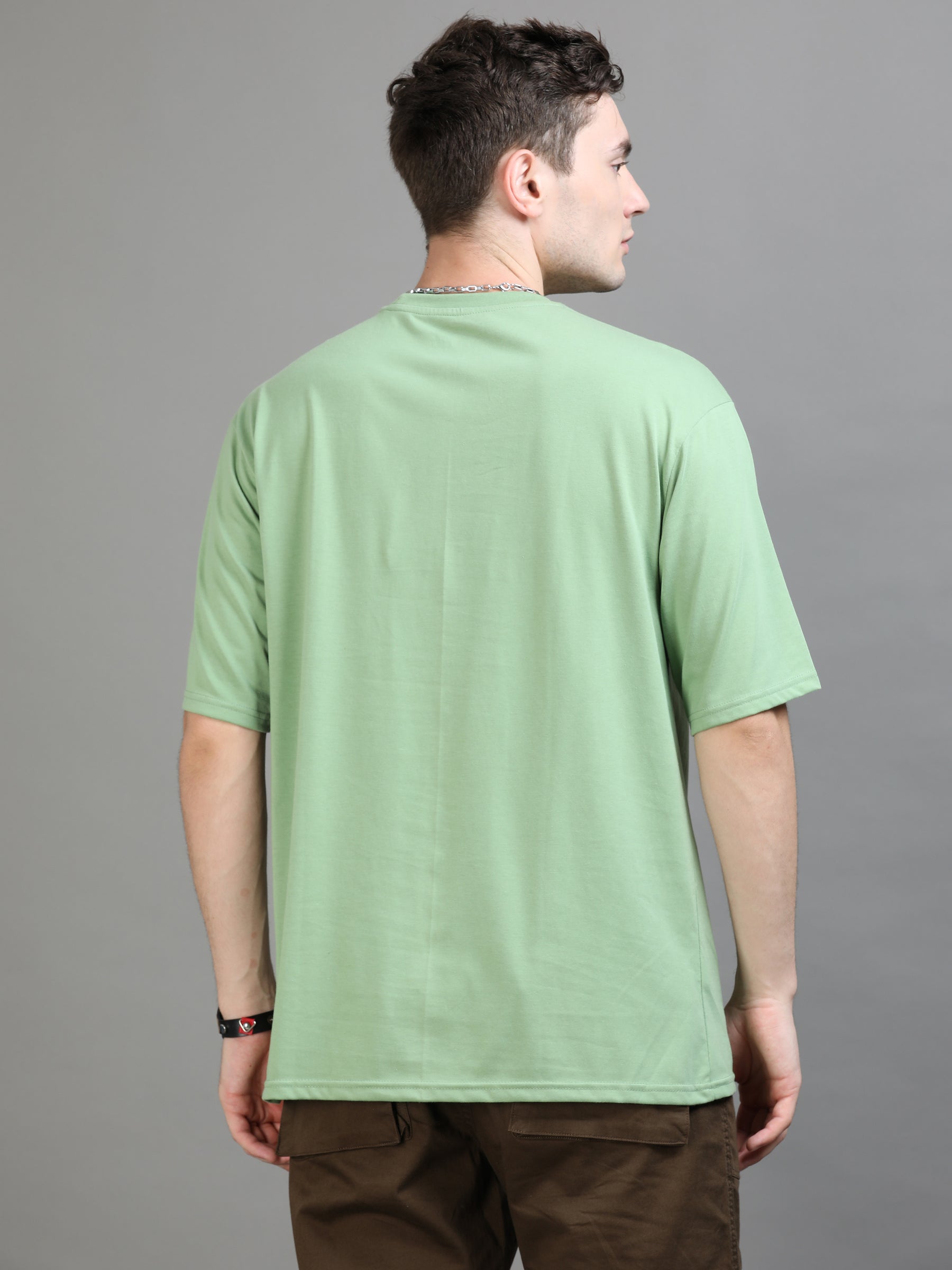 Pickle Green Oversize Solid T-Shirt Oversize T-Shirt Bushirt