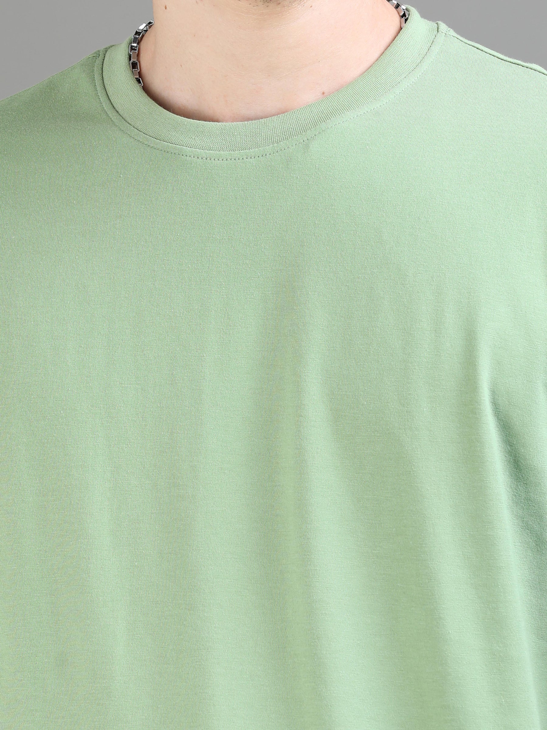 Pickle Green Oversize Solid T-Shirt Oversize T-Shirt Bushirt