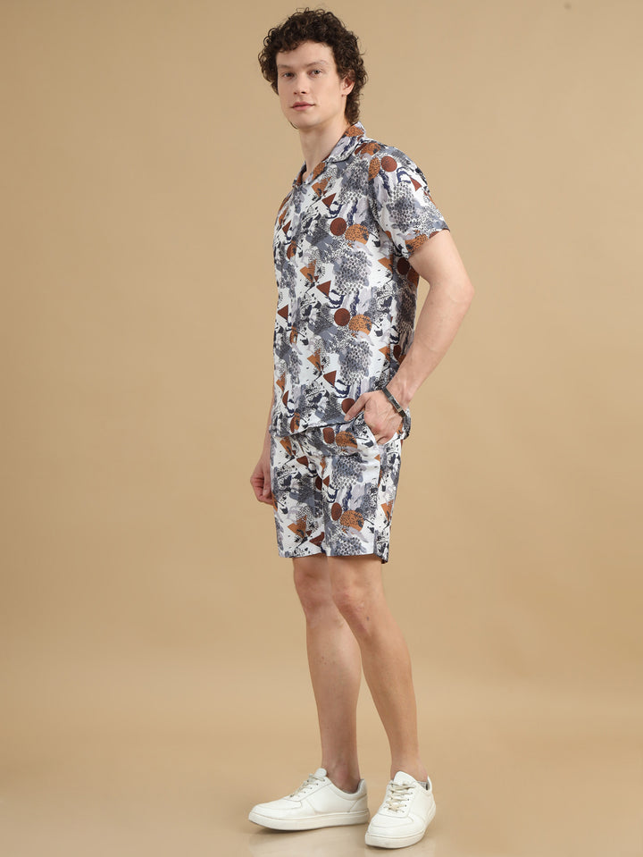 Classic Tropical White Co-Ords Regular Size Co-Ords Bushirt