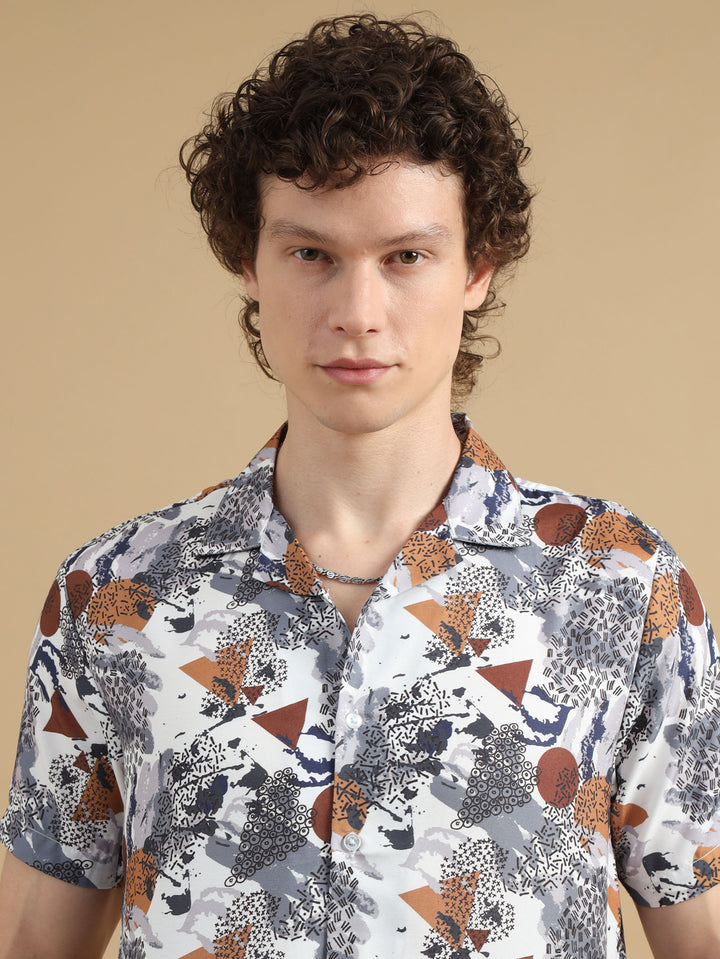 Classic Tropical White Co-Ords Regular Size Co-Ords Bushirt