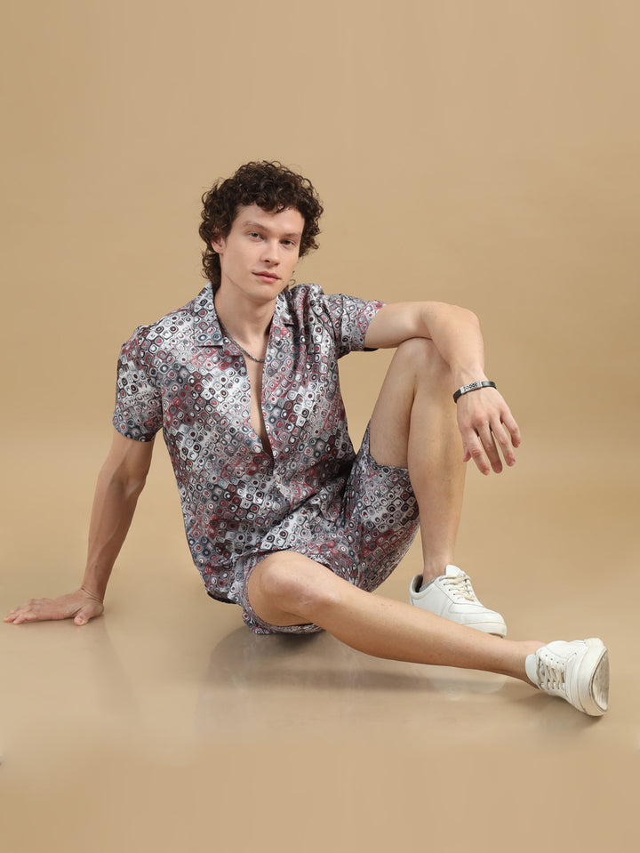 Blocked Grey Co-Ords Regular Size Co-Ords Bushirt