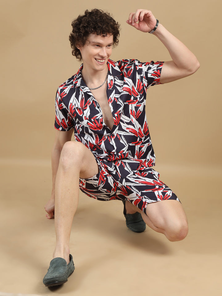 Floral Navy Blue Co-Ords Regular Size Co-Ords Bushirt