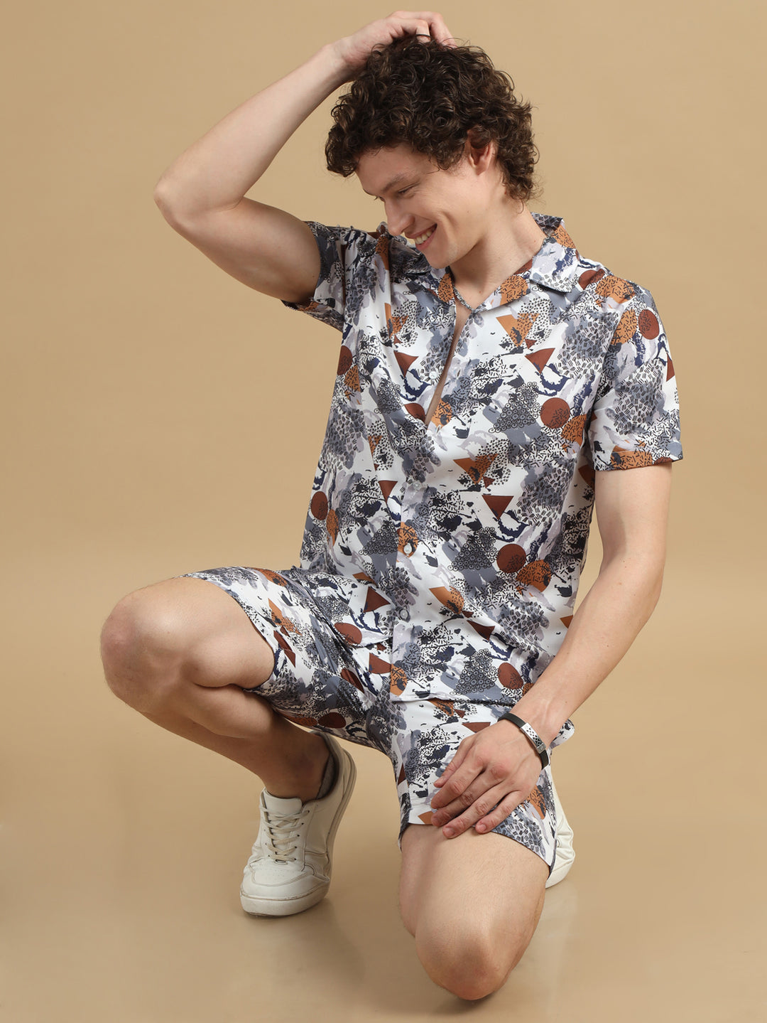 Classic Tropical White Co-Ords Regular Size Co-Ords Bushirt