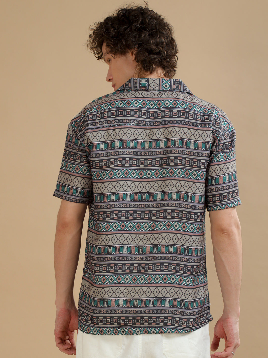 Tribe Olive Oversize Shirt Oversize Printed Shirt Bushirt