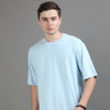 Sky Blue Oversize Solid T-Shirt Oversize T-Shirt Bushirt