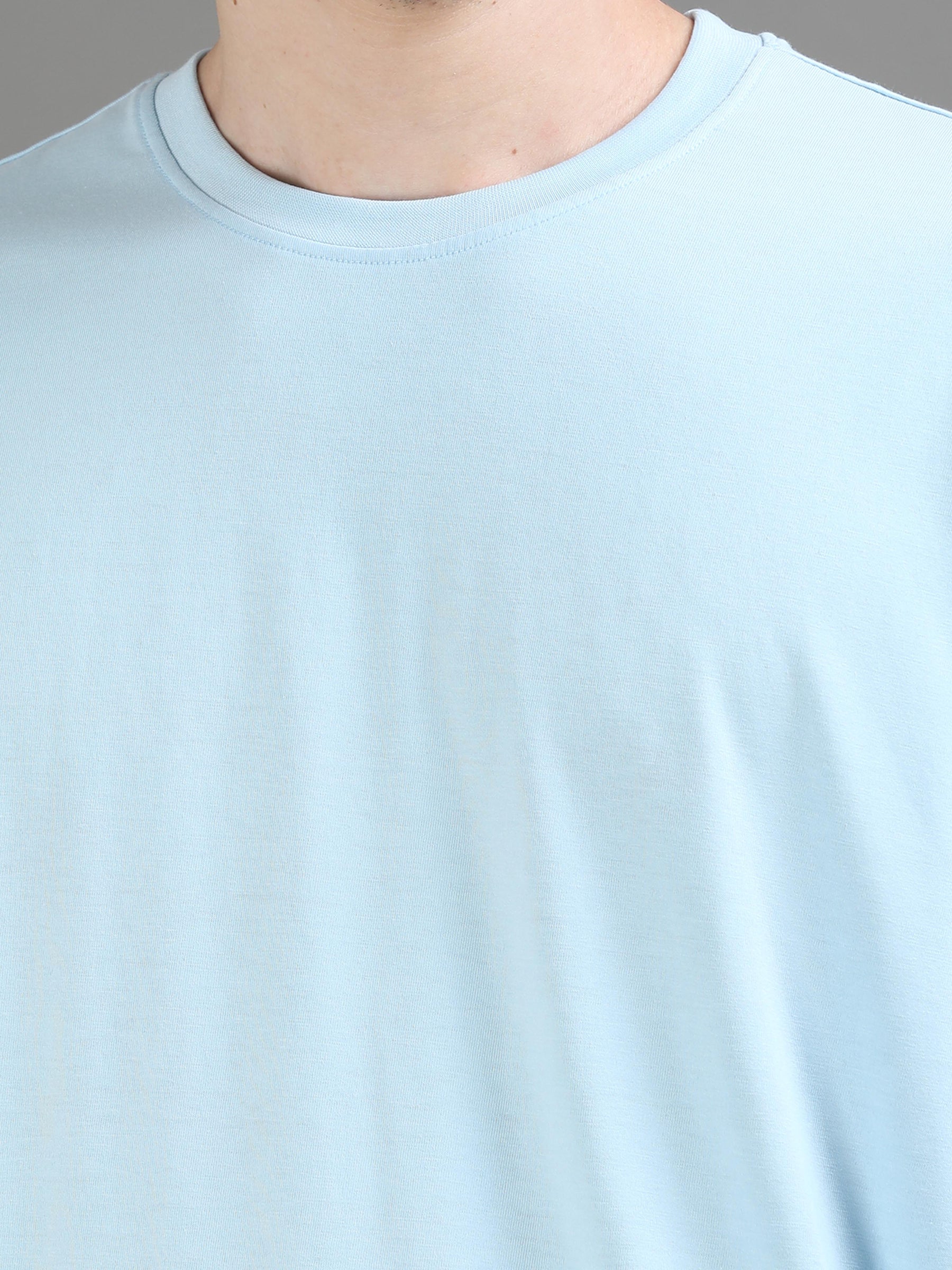 Sky Blue Oversize Solid T-Shirt Oversize T-Shirt Bushirt