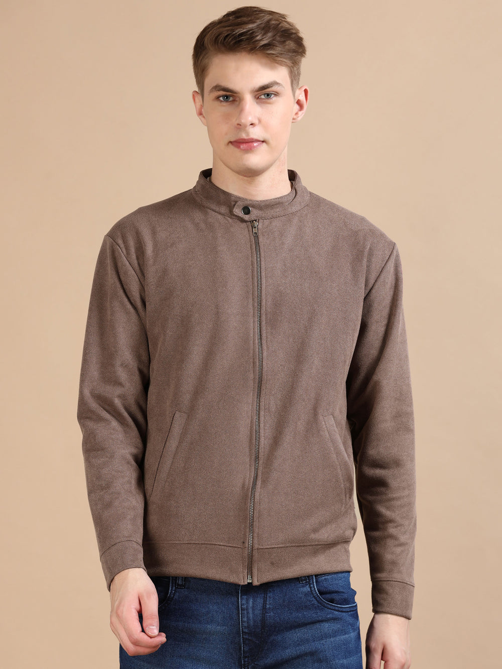 Suede deep Taupe Solid Jacket Jackets Bushirt