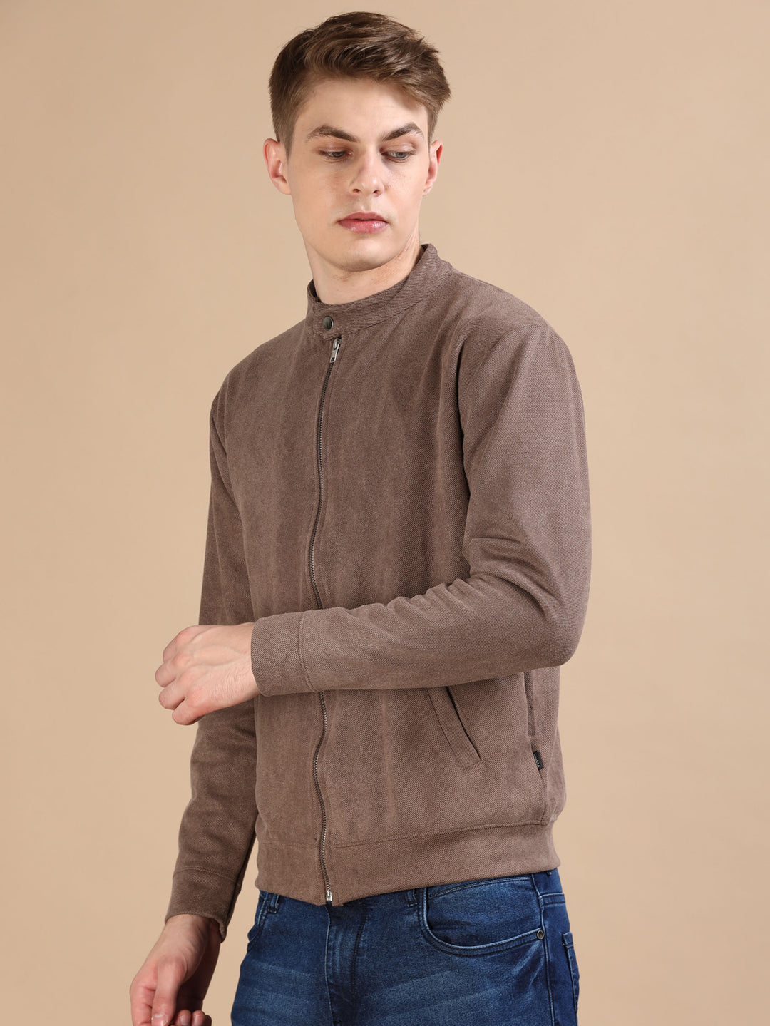 Suede deep Taupe Solid Jacket Jackets Bushirt